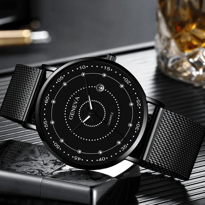 Mode Alloy Mænd Business Watch Dekoreret Pointer Luminous Quartz ur