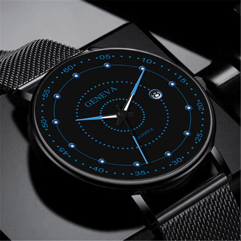 Mode Alloy Mænd Business Watch Dekoreret Pointer Luminous Quartz ur