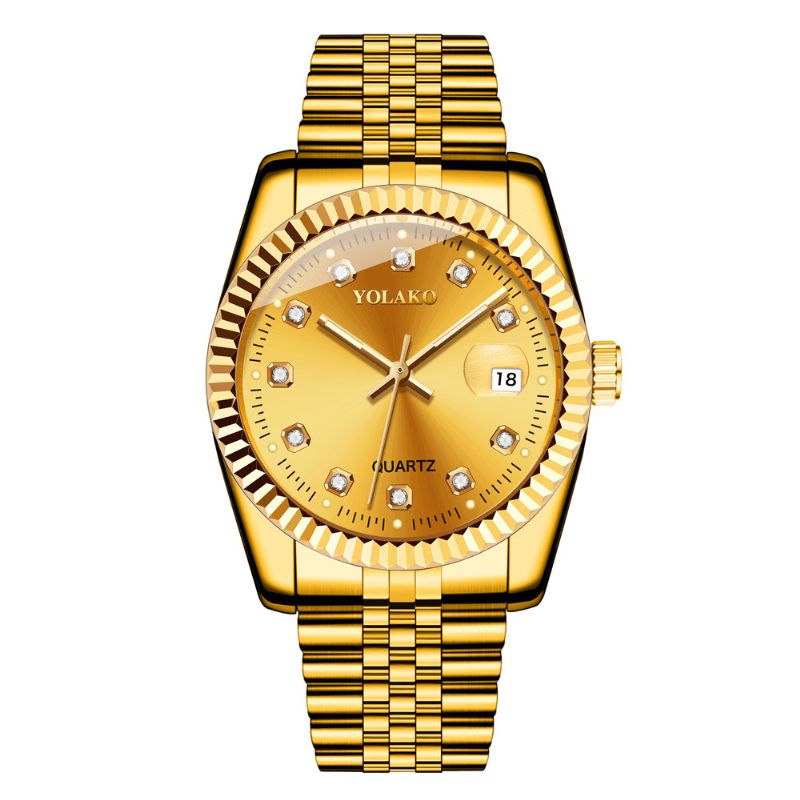 Mode Alloy Steel Band Watch Diamond Casual Square Mænd Quartz ur