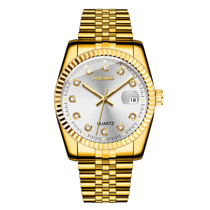 Mode Alloy Steel Band Watch Diamond Casual Square Mænd Quartz ur