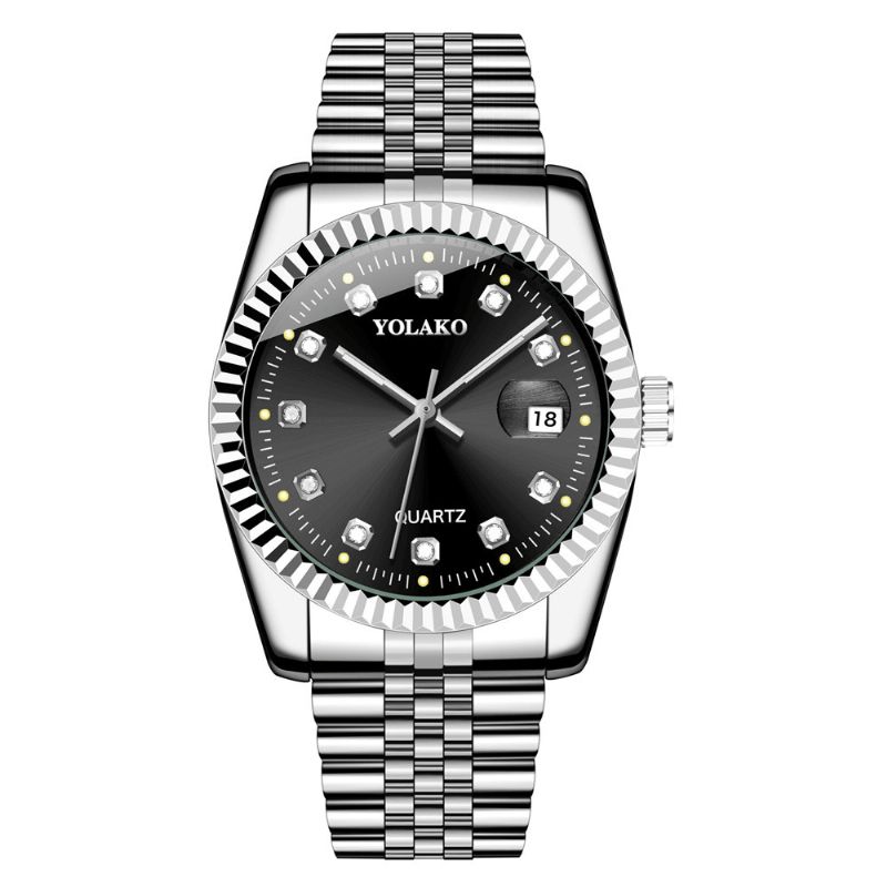 Mode Alloy Steel Band Watch Diamond Casual Square Mænd Quartz ur