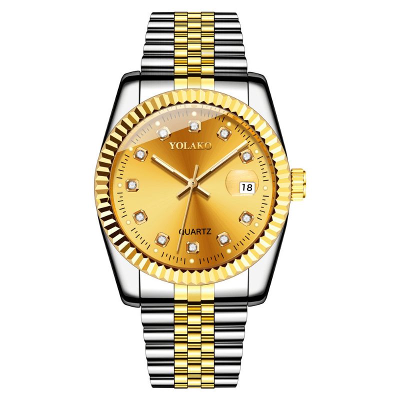 Mode Alloy Steel Band Watch Diamond Casual Square Mænd Quartz ur