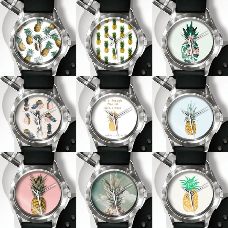 Mode Ananas Print Watch Sommer Frugt Legering Pvc Casual Lady Quartz ur