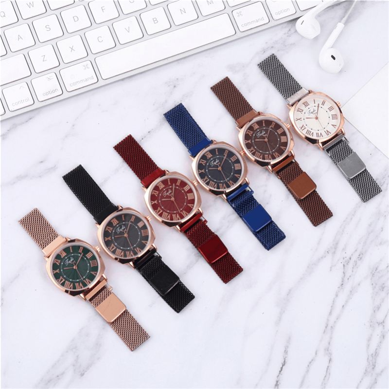 Mode Business Elegant Dame Watch Fuld Legering Band Romertal Justerbar Spænde Quartz ur