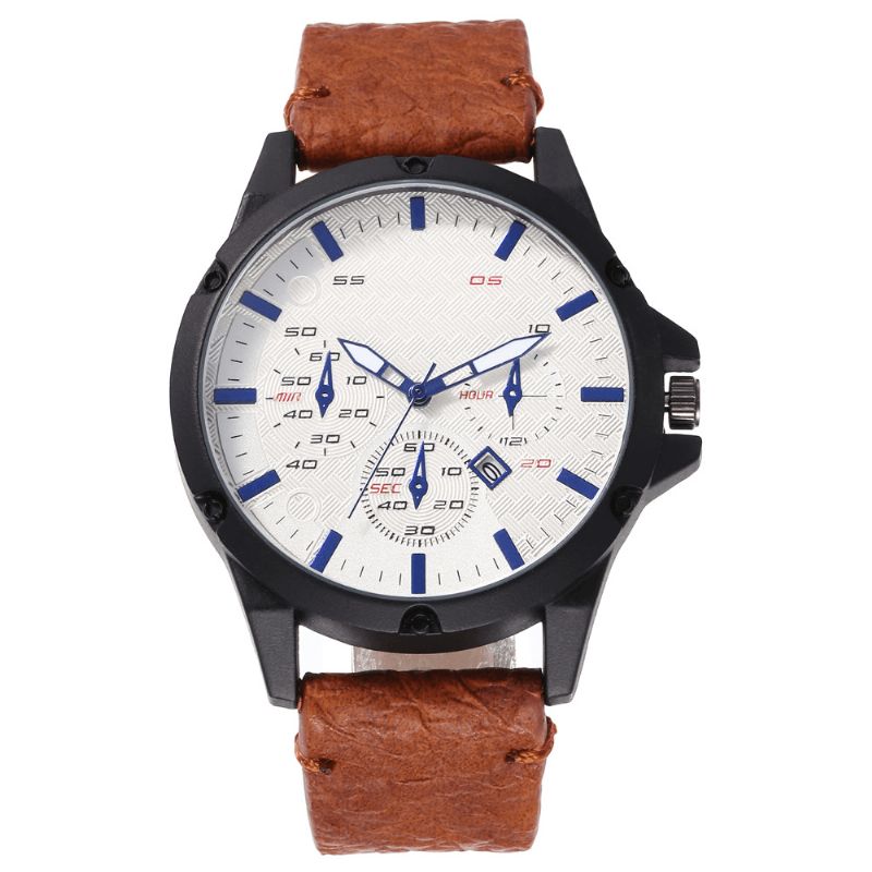 Mode Casual Alloy Casual Vintage Kalender Pu Læder Bælteur Quartz ur