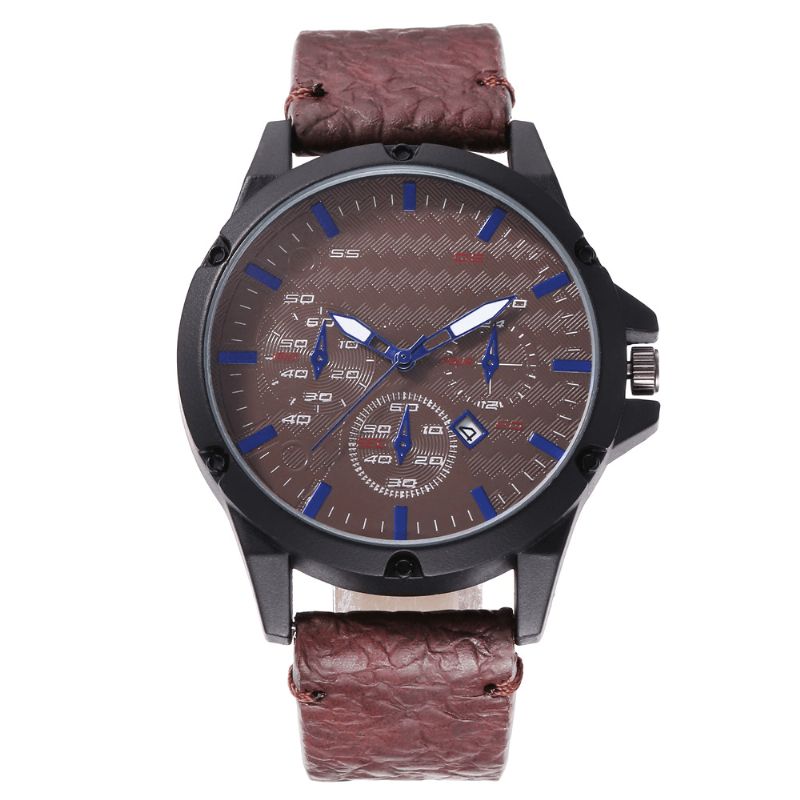 Mode Casual Alloy Casual Vintage Kalender Pu Læder Bælteur Quartz ur