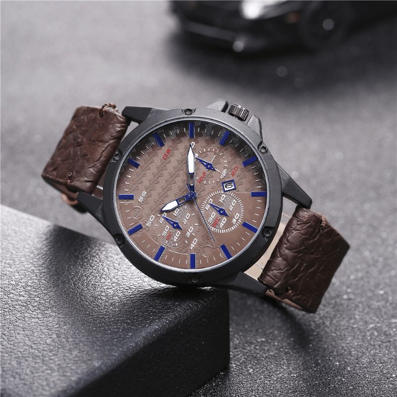 Mode Casual Alloy Casual Vintage Kalender Pu Læder Bælteur Quartz ur