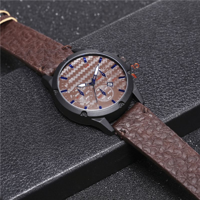 Mode Casual Alloy Casual Vintage Kalender Pu Læder Bælteur Quartz ur