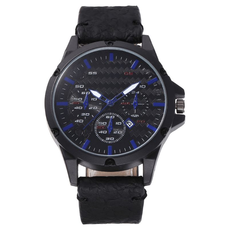 Mode Casual Alloy Casual Vintage Kalender Pu Læder Bælteur Quartz ur