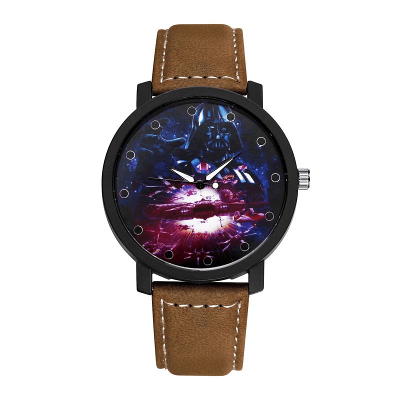 Mode Casual Creative Large Dial Læderrem Mænd Quartz ur