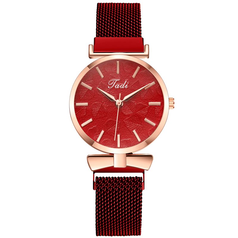 Mode Casual Elegant Design Kvinder Ure Legering Mesh Band Dial Wrist Case Quartz ur