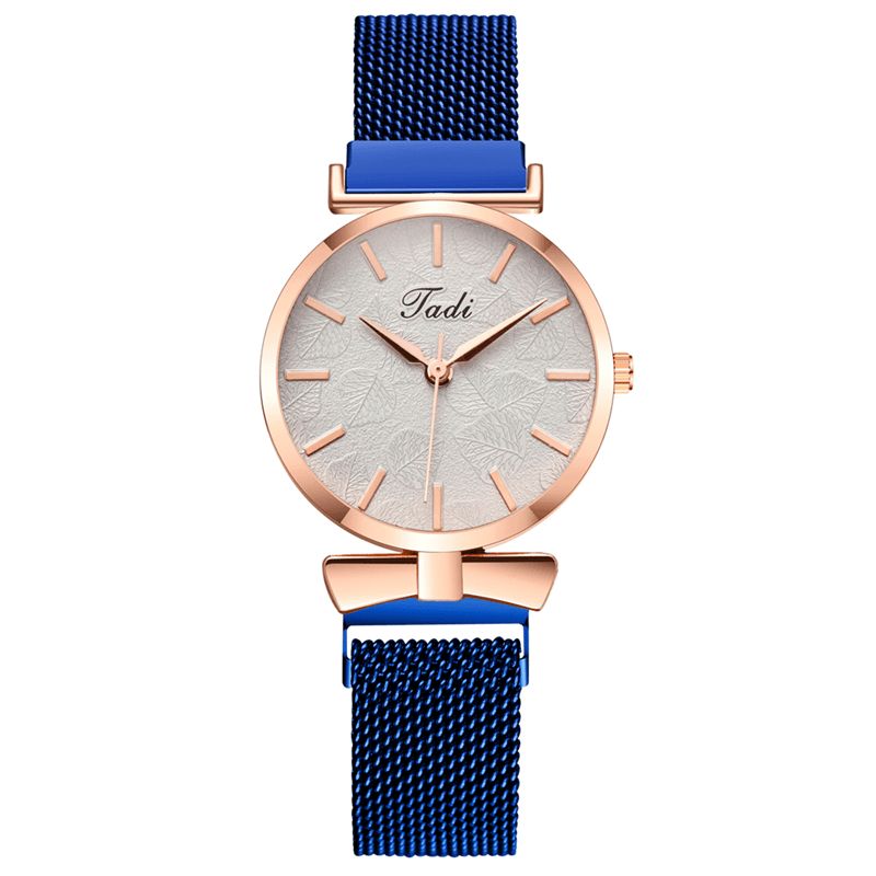 Mode Casual Elegant Design Kvinder Ure Legering Mesh Band Dial Wrist Case Quartz ur