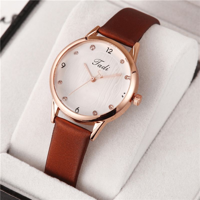 Mode Casual Elegant Sport Kvinder Ure Læder Band Urskive Rose Gold Wrist Alloy Case Quartz ur