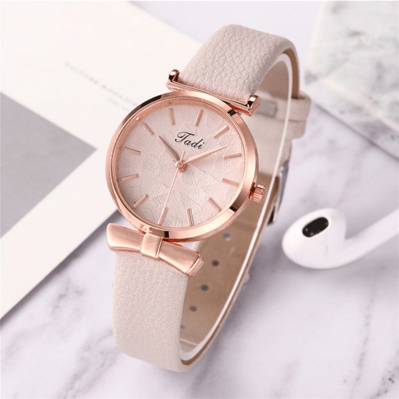 Mode Casual Elegante Kvinder Ure Læder Band Urskive Rose Gold Wrist Alloy Case Quartz ur