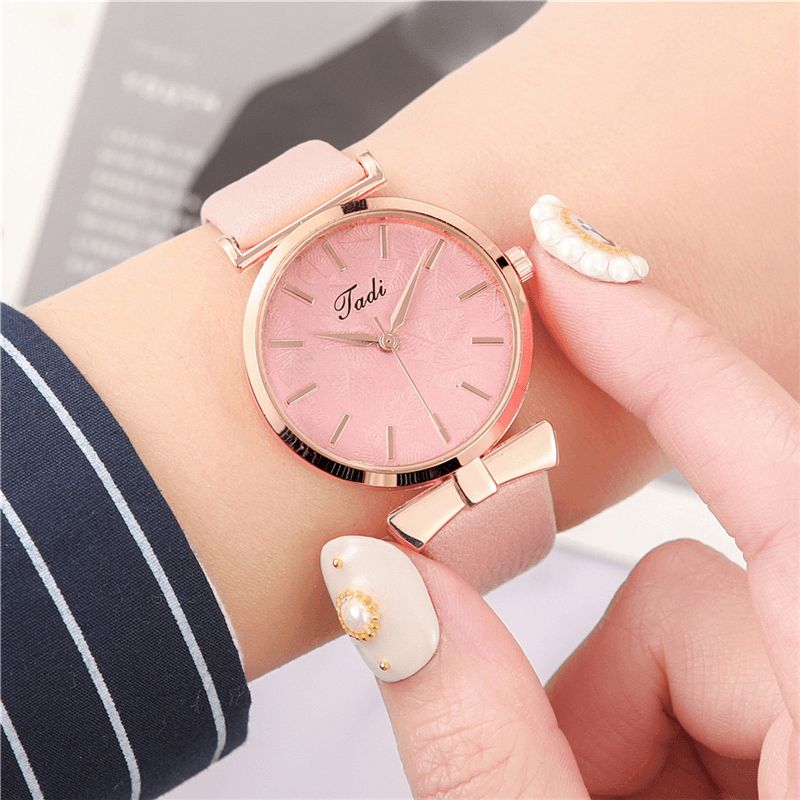 Mode Casual Elegante Kvinder Ure Læder Band Urskive Rose Gold Wrist Alloy Case Quartz ur