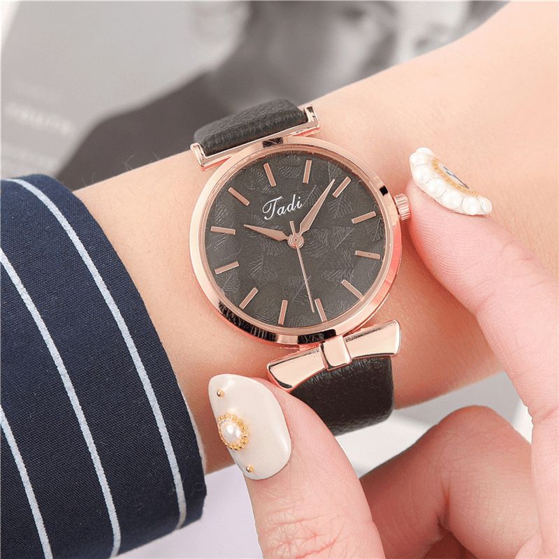 Mode Casual Elegante Kvinder Ure Læder Band Urskive Rose Gold Wrist Alloy Case Quartz ur