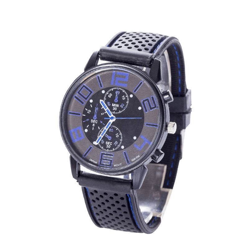 Mode Casual Læder Mænd Business Watch Dekoreret Pointer Quartz ur