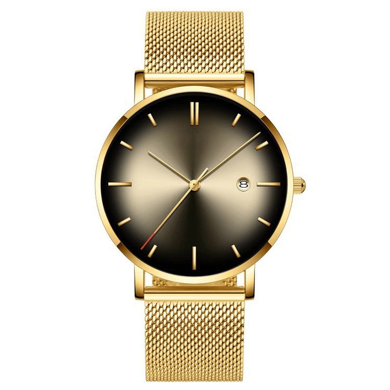 Mode Casual Legering Business Gradient Farve Multi-Function Mesh Strap Quartz ur