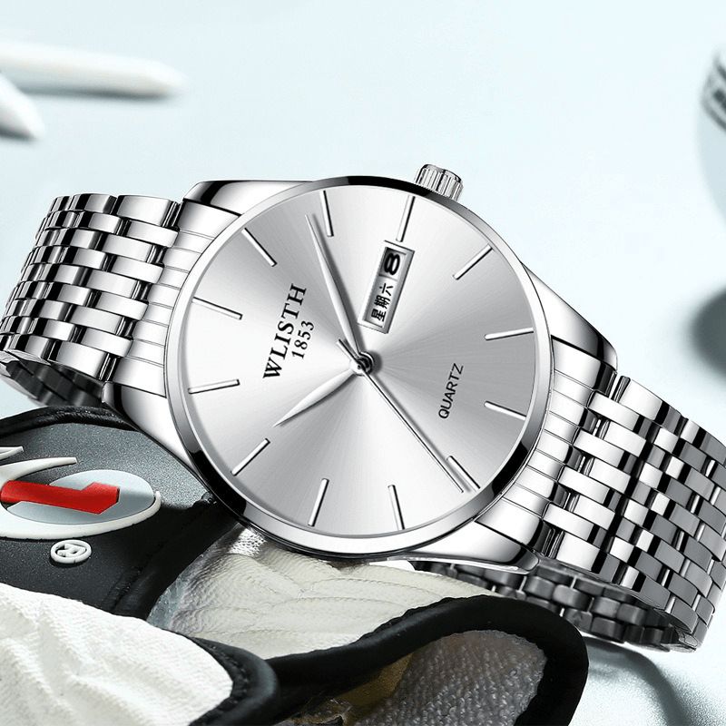 Mode Casual Mænd Watch Dato Week Display Business 3Atm Vandtæt Quartz ur