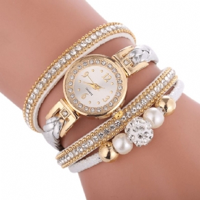 Mode Circle Armbånd Diamond Simple Dial Dame Kjole Kvinder Quartz ur