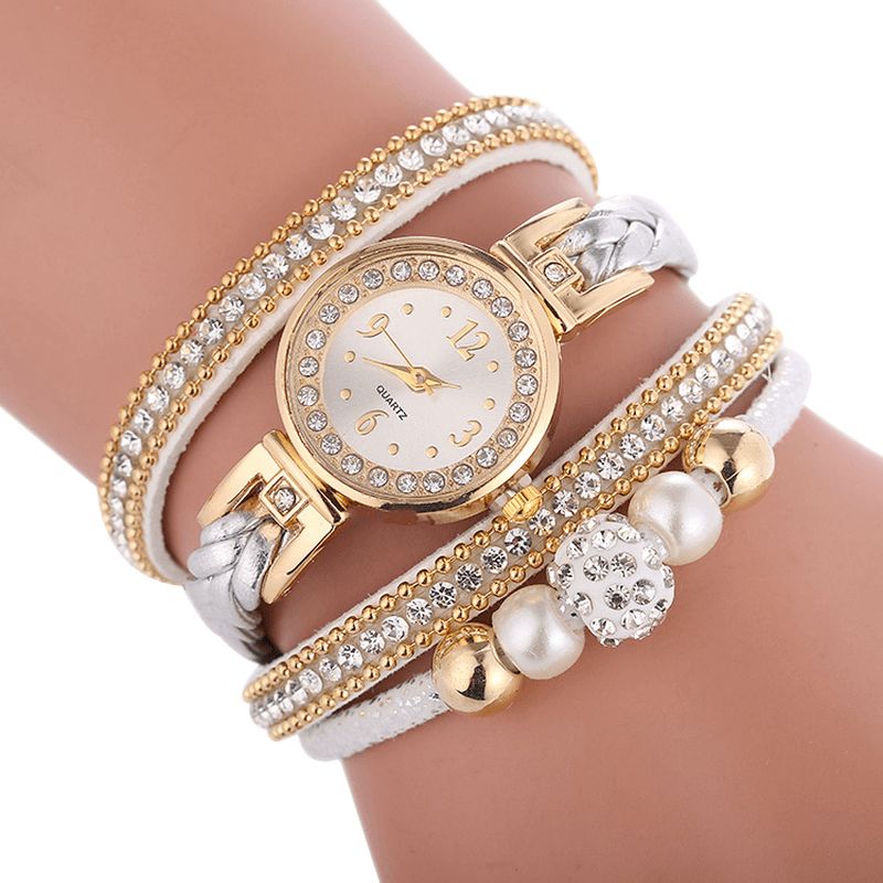 Mode Circle Armbånd Diamond Simple Dial Dame Kjole Kvinder Quartz ur