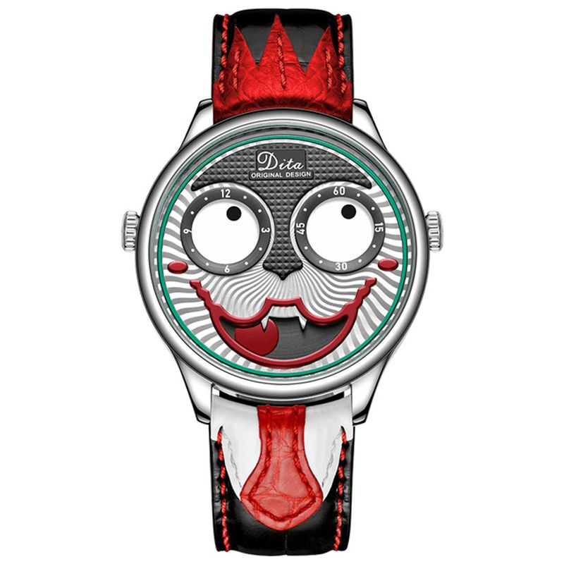 Mode Creative Joker Dial Læder/Rustfrit Stålrem Personlighed Legering Herre Quartz ur