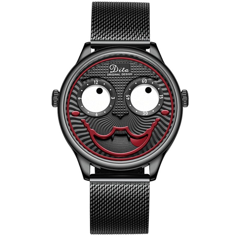 Mode Creative Joker Dial Læder/Rustfrit Stålrem Personlighed Legering Herre Quartz ur