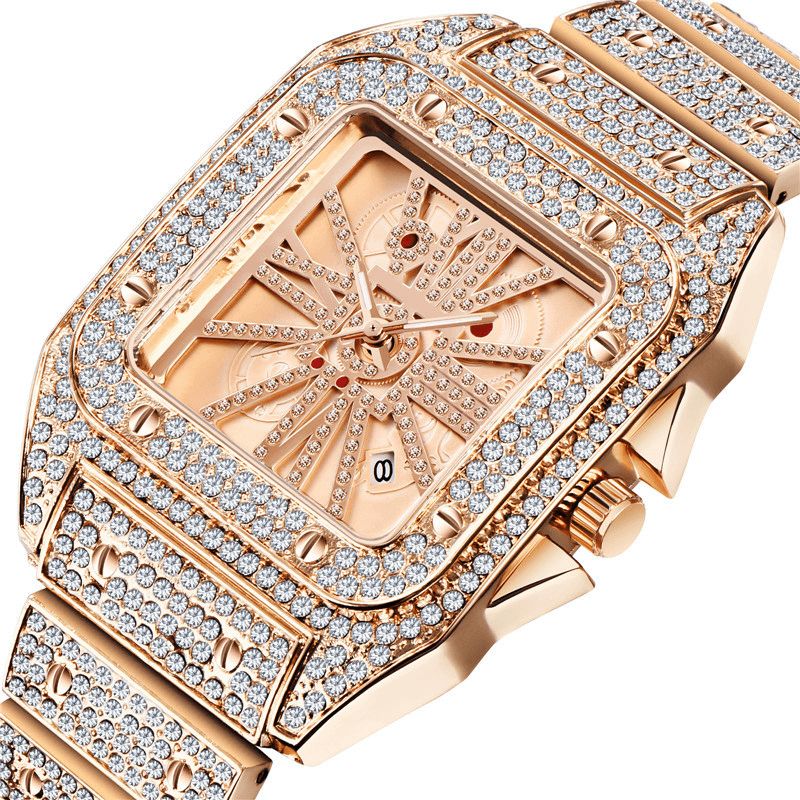 Mode Elegant Aloy Quartz ur Diamond Cool Herre Watch Square Dial Shape Quartz ur