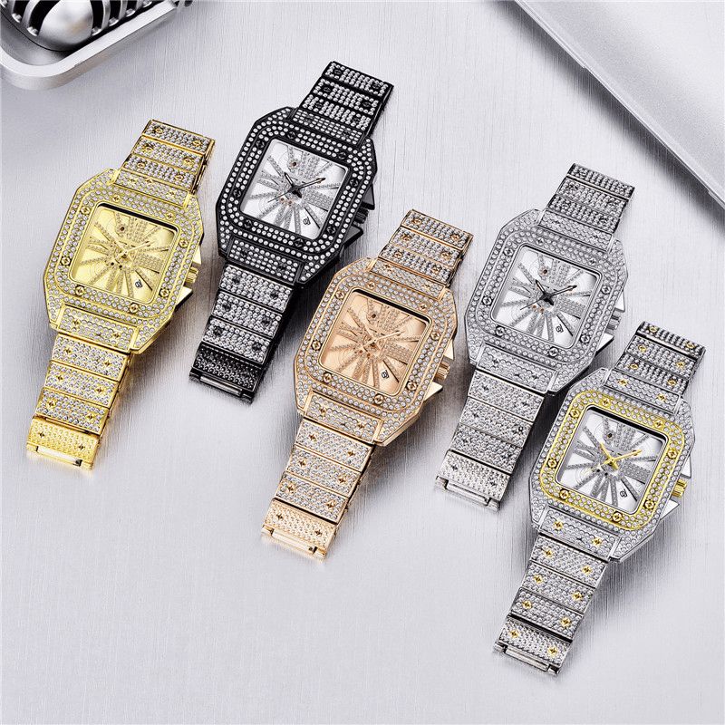 Mode Elegant Aloy Quartz ur Diamond Cool Herre Watch Square Dial Shape Quartz ur