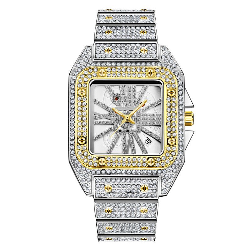 Mode Elegant Aloy Quartz ur Diamond Cool Herre Watch Square Dial Shape Quartz ur