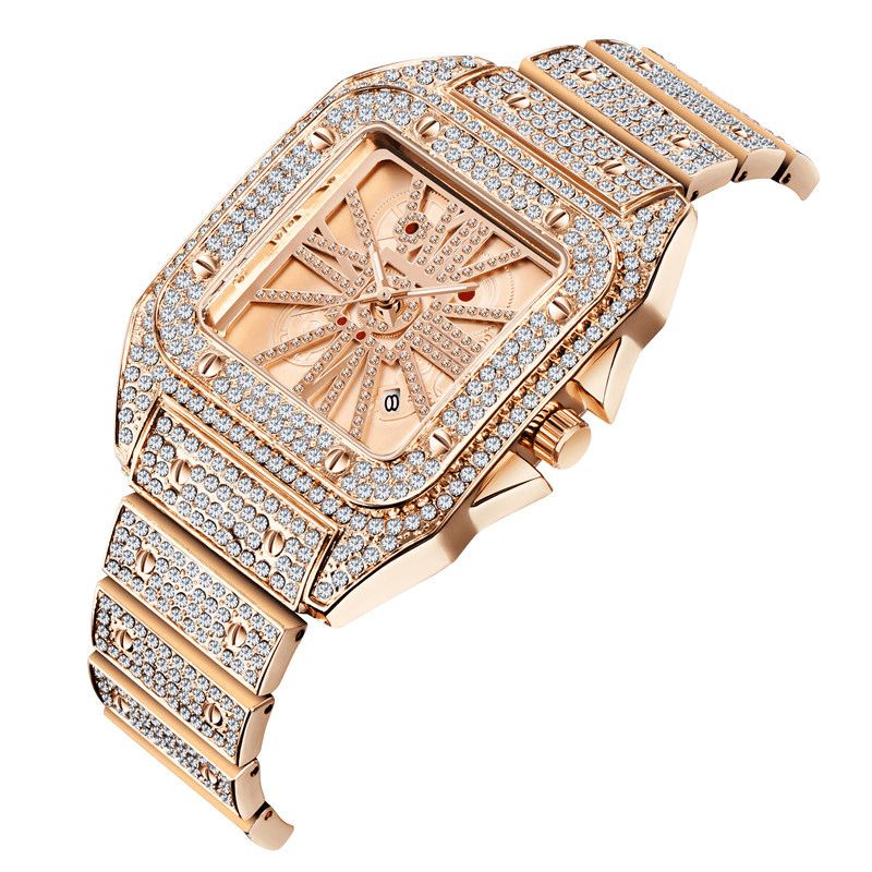 Mode Elegant Aloy Quartz ur Diamond Cool Herre Watch Square Dial Shape Quartz ur