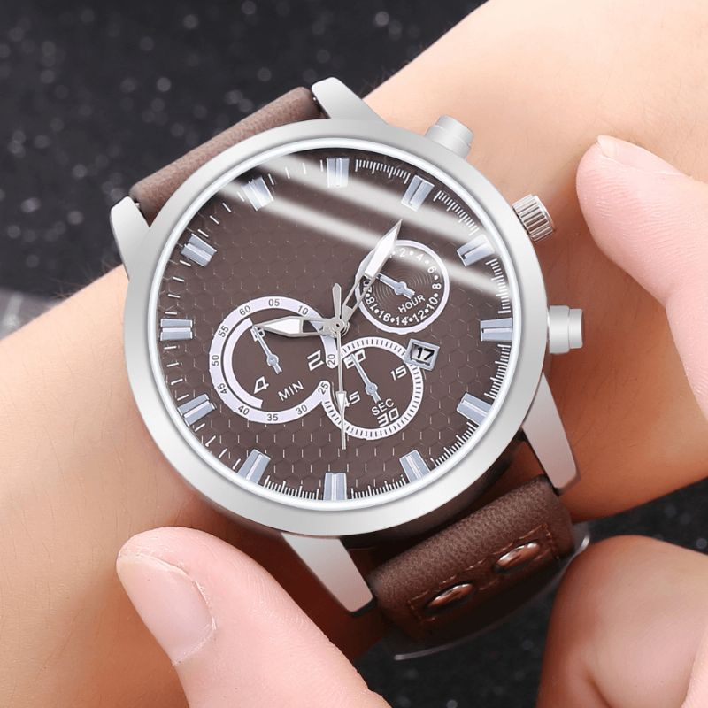 Mode Elegent Alloy Sports Business Casual Bælte Herre Watch Quartz ur