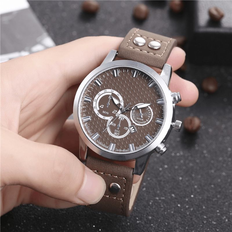 Mode Elegent Alloy Sports Business Casual Bælte Herre Watch Quartz ur