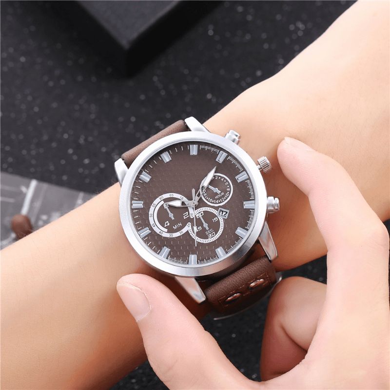 Mode Elegent Alloy Sports Business Casual Bælte Herre Watch Quartz ur