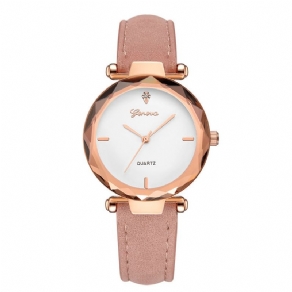 Mode Læderrem Simple Dial Design Metal Case Dame Watch Dame Dress Quarta Watch