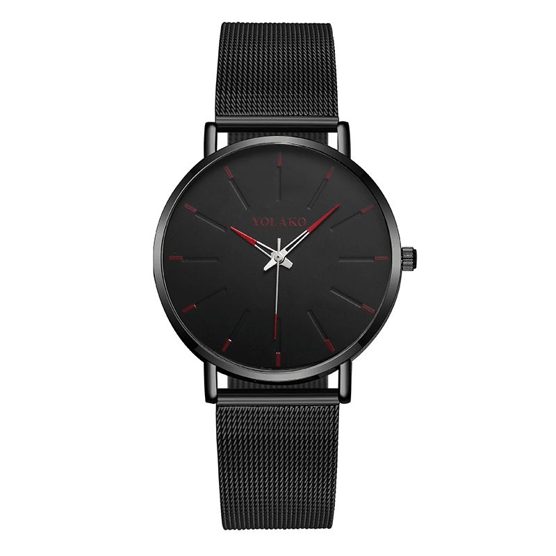 Mode Mesh Stålrem Årsagsstil Simple Dial Herre Watch Quartz ur