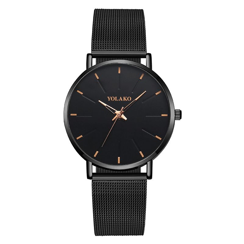 Mode Mesh Stålrem Årsagsstil Simple Dial Herre Watch Quartz ur