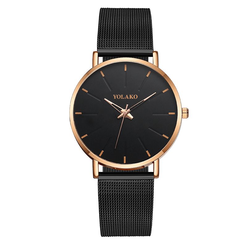 Mode Mesh Stålrem Årsagsstil Simple Dial Herre Watch Quartz ur