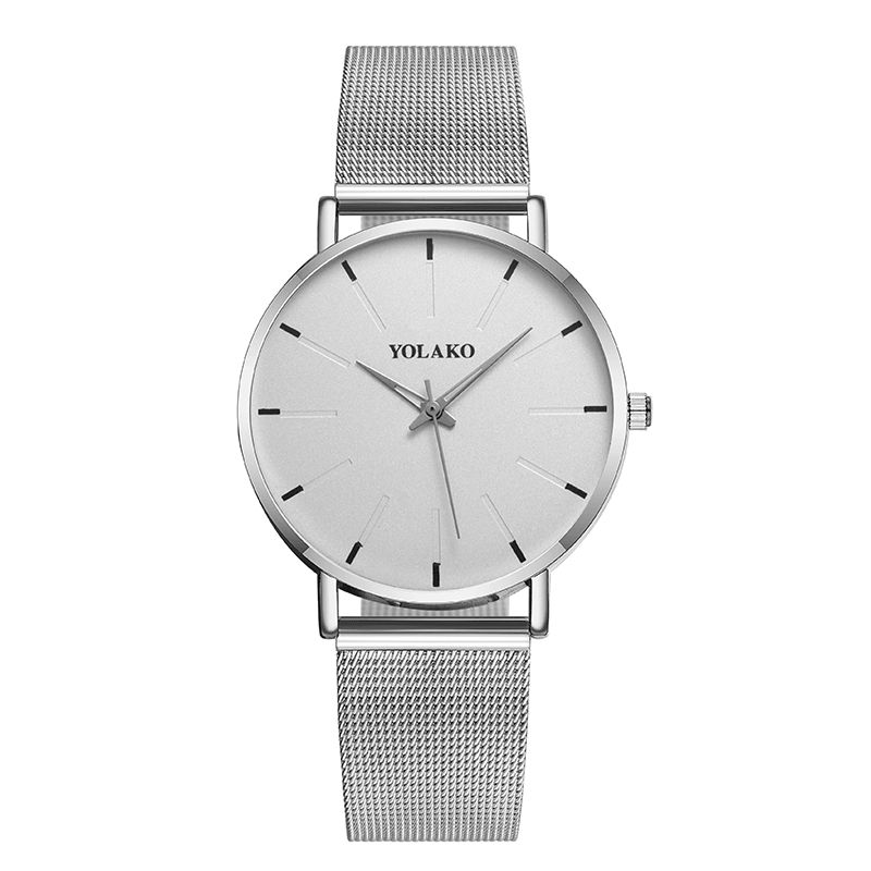 Mode Mesh Stålrem Årsagsstil Simple Dial Herre Watch Quartz ur