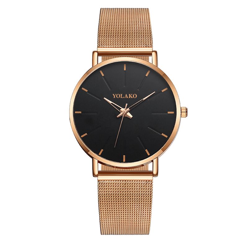 Mode Mesh Stålrem Årsagsstil Simple Dial Herre Watch Quartz ur