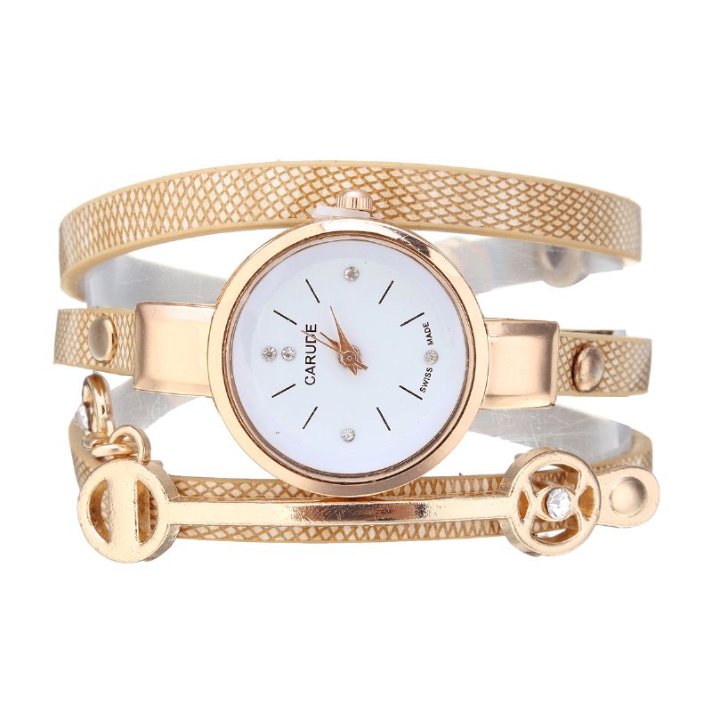 Mode Pu Læderrem Simple Crystal Dial Dame Watch Dame Dress Quartz ur