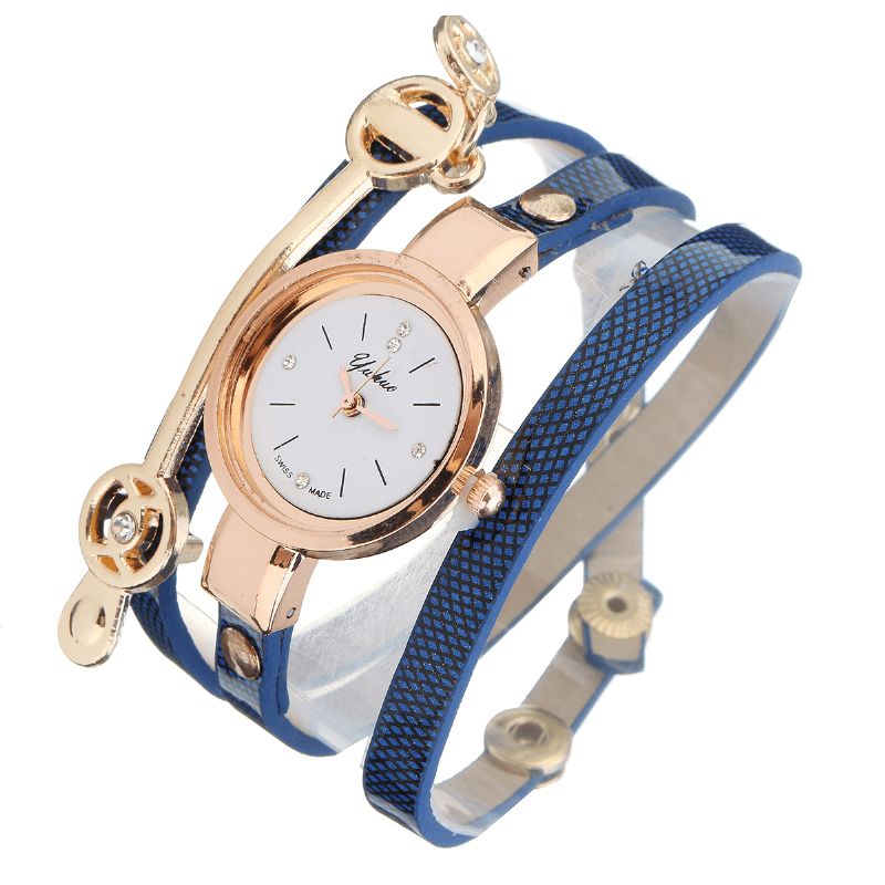 Mode Pu Læderrem Simple Crystal Dial Dame Watch Dame Dress Quartz ur