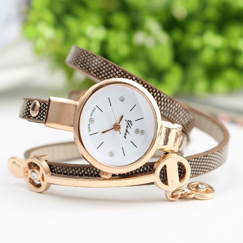 Mode Pu Læderrem Simple Crystal Dial Dame Watch Dame Dress Quartz ur