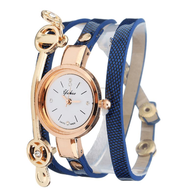 Mode Pu Læderrem Simple Crystal Dial Dame Watch Dame Dress Quartz ur