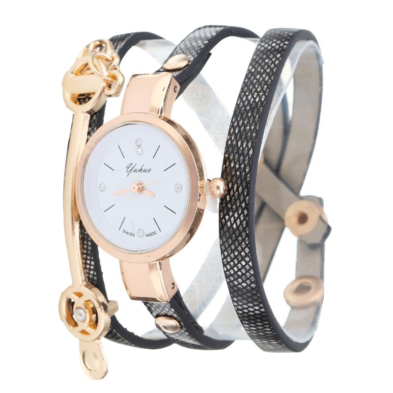 Mode Pu Læderrem Simple Crystal Dial Dame Watch Dame Dress Quartz ur