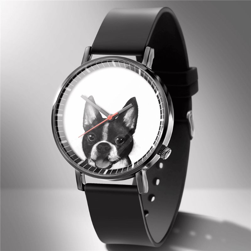 Mode Quartz ur Animal Print Herre Business Watch Sødt Sort-Hvid Hunde Katte Mønster Kvinder Quartz ur