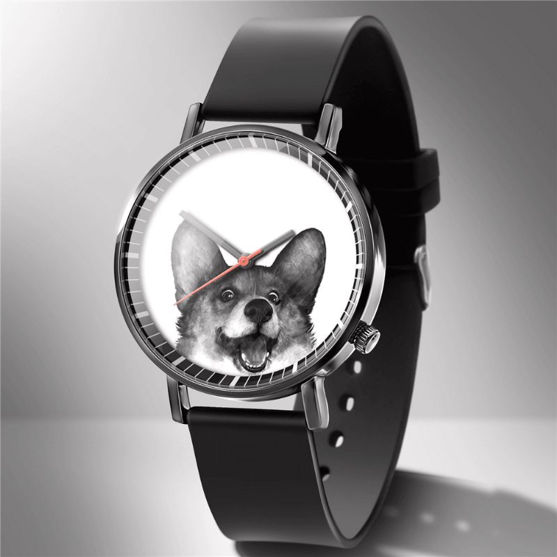 Mode Quartz ur Animal Print Herre Business Watch Sødt Sort-Hvid Hunde Katte Mønster Kvinder Quartz ur