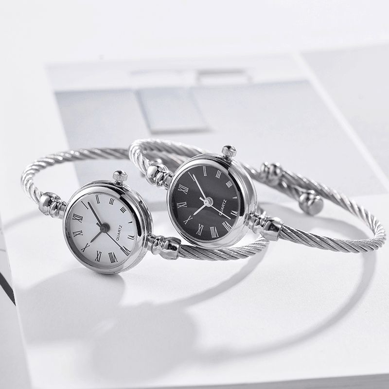 Mode Simple Trendy Romertal Dial Fuld Legering Kvinder Armbånd Quartz ur