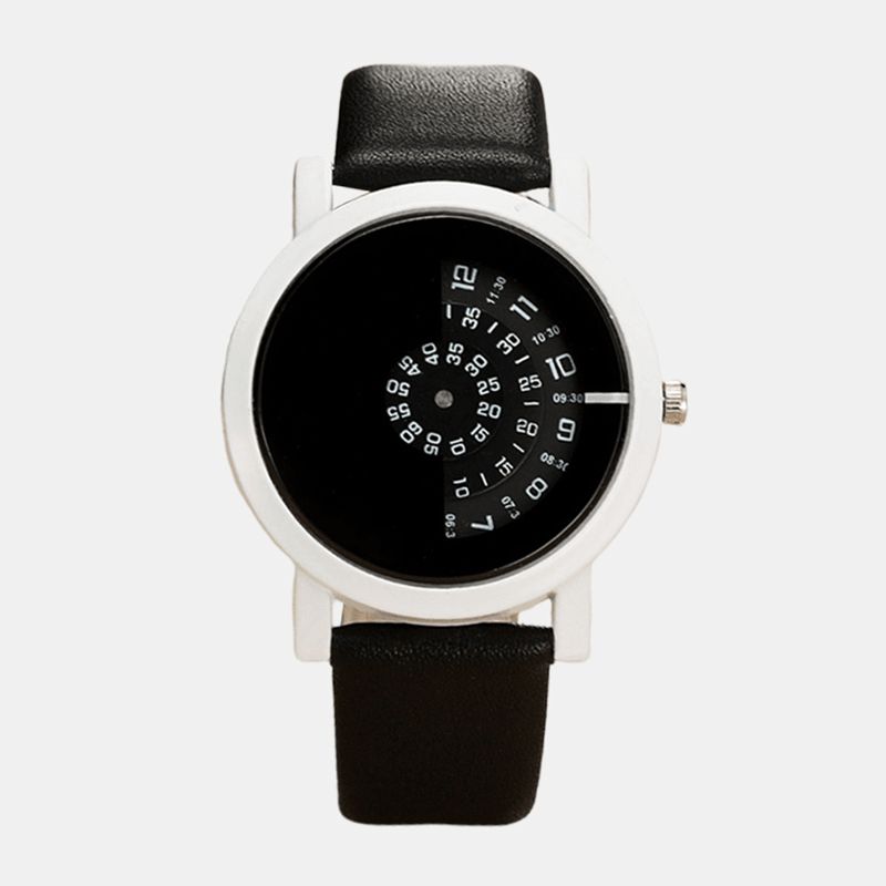 Mode Sport Casual Elegante Dameure Rotate Indicator Design Læderbånd Quartz ur