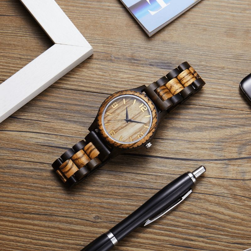 Mode Wooden Watch Simple Dial Mænd Mode Watch Quartz ur